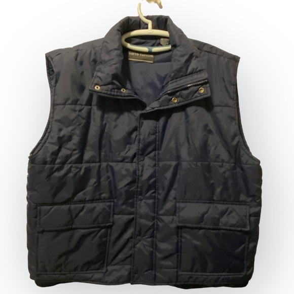 David Taylor Vest Mens Size XL Snaps & Zipper Blue Pockets - Picture 1 of 14